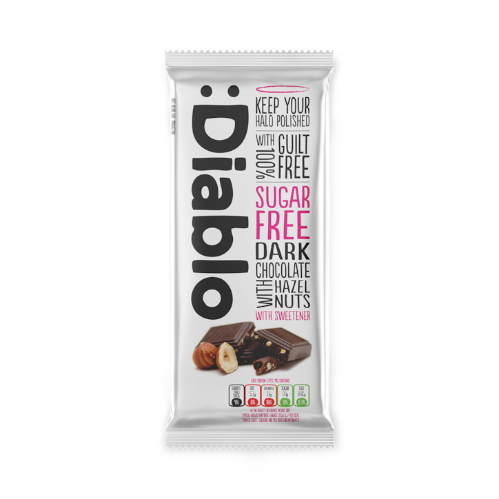 Diablo Sugar Free Dark Chocolate with Hazelnuts Bar 85g image 1