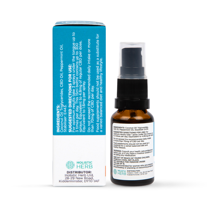 Holistic Herb Premium CBD Oral Spray Single Strength 15ml Mint Flavour image 2