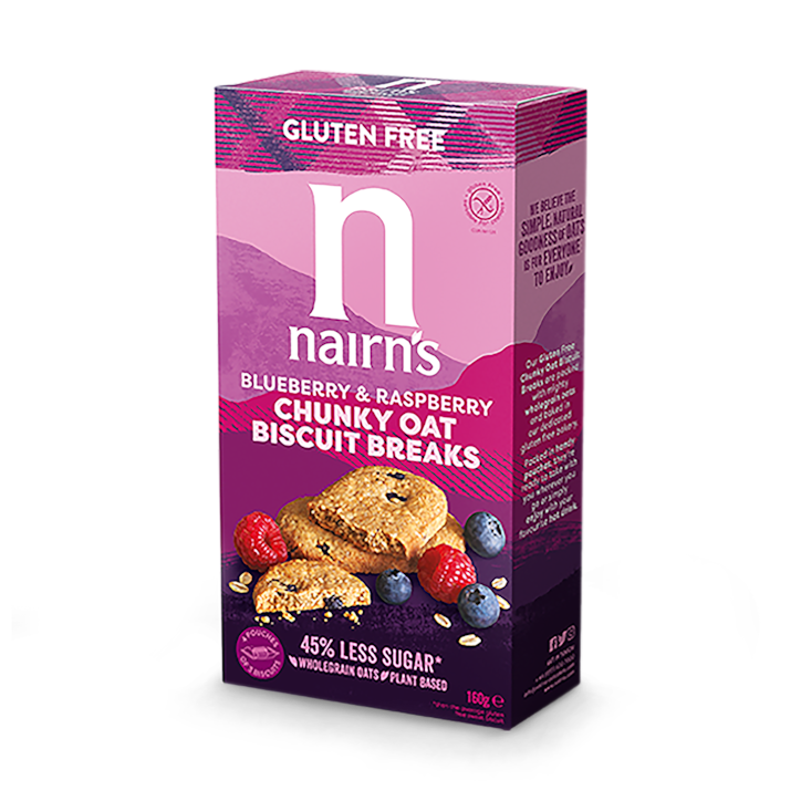 Nairn's Gluten Free Blueberry & Raspberry Chunky Oat Biscuit Breaks 160g image 1