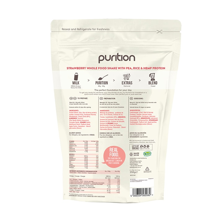 Purition Vegan Wholefood Nutrition Strawberry 250g image 2
