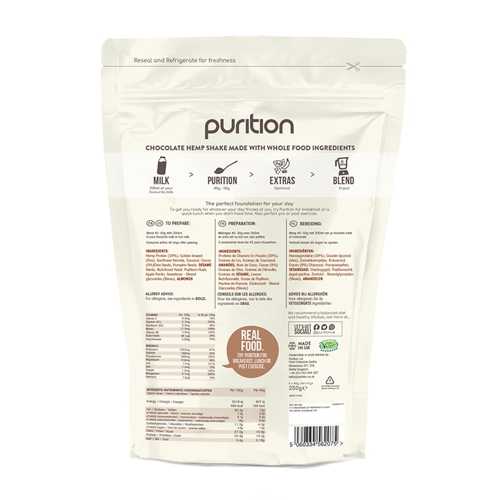 Purition Vegan Wholefood Nutrition Chocolate 250g image 2