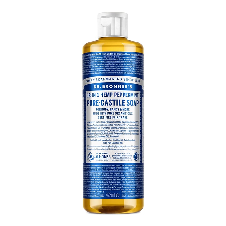Dr Bronner's Peppermint Pure-Castile Liquid Soap 473ml image 1