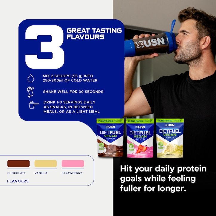USN Diet Fuel Vegan Meal Replacement Shake Chocolate 880g image 4