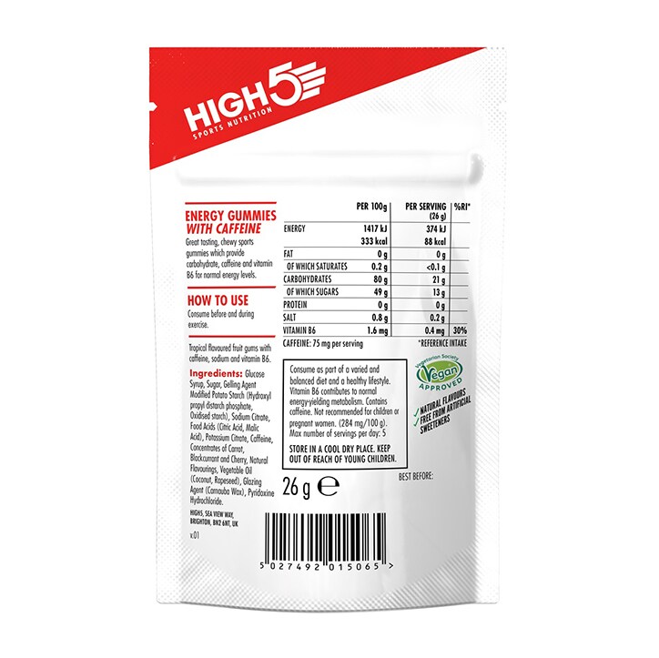 HIGH5 Energy Gummies Caffeine Tropical 26g image 2