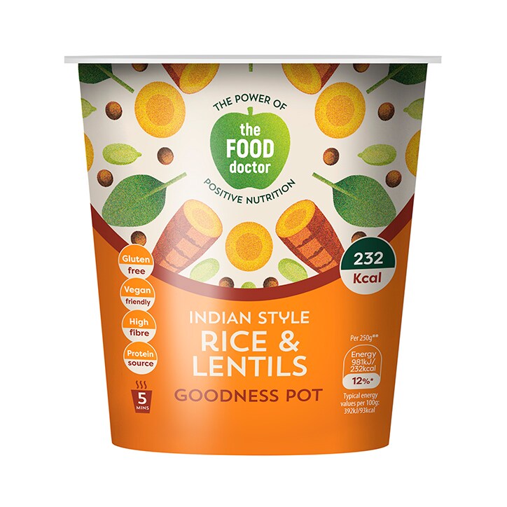 The Food Doctor Indian Style Rice & Lentil Goodness Pot 70g image 1
