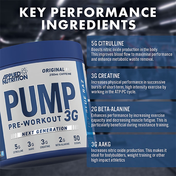 Applied Nutrition Pump Pre-Workout Icy Blue Raz 375g