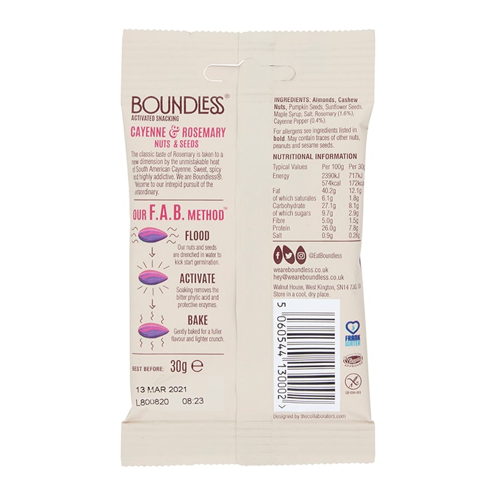 Boundless Activated Nuts & Seeds Cayenne & Rosemary 30g image 2