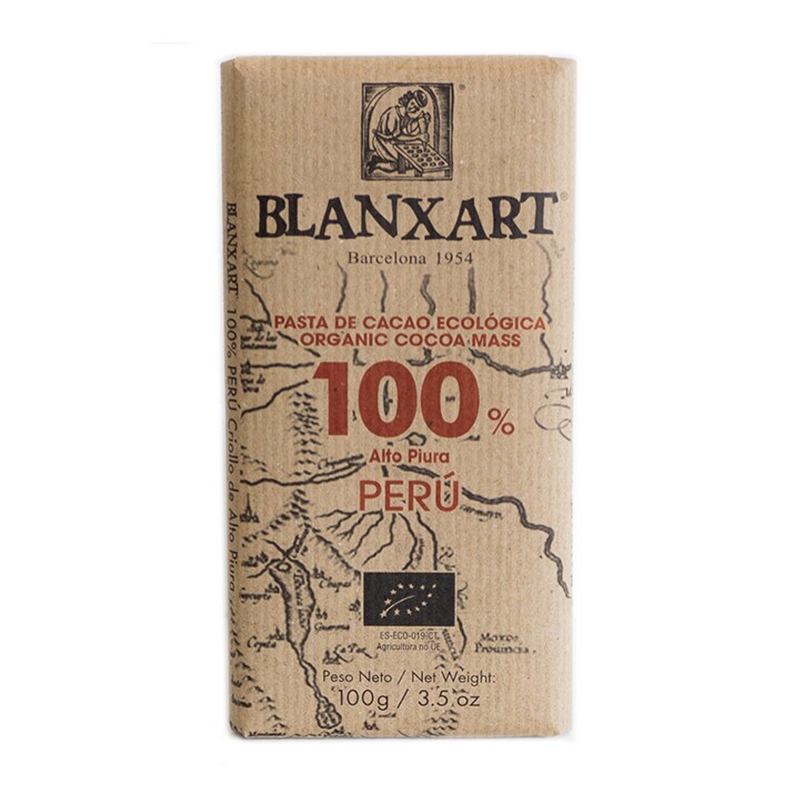 Blanxart Organic Peru Dark 100% Chocolate 100g