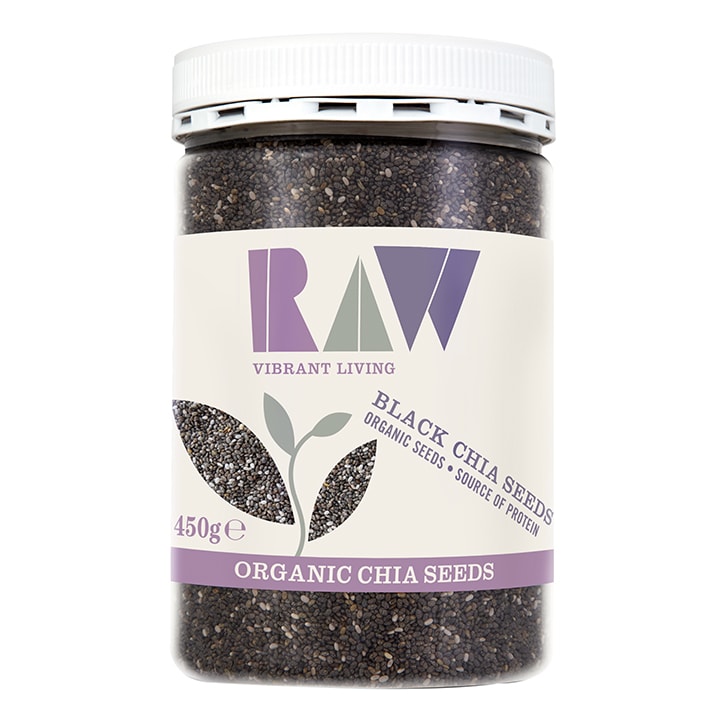 Raw Vibrant Living Black Chia Seeds - Organic 450g