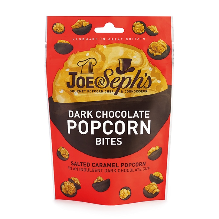 Joe & Sephs Salted Caramel Dark Chocolate Popcorn Bites 63g image 1