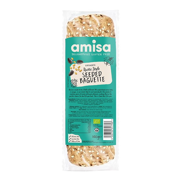 Amisa Organic Gluten Free Rustic Style Seeded Baguette 160g image 1