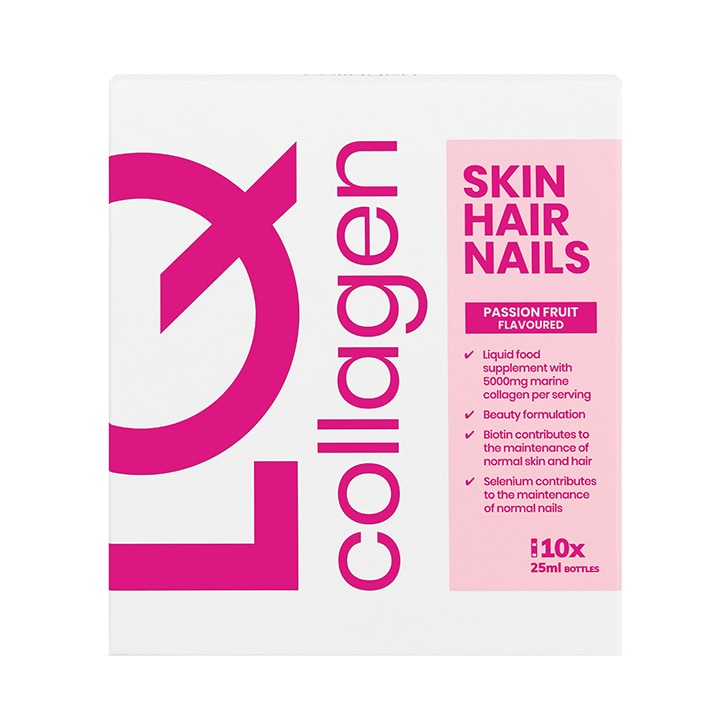 LQ Skin Hair Nails Collagen Passion Fruit Flavoured Liquid Supplement 10x25ml Shots