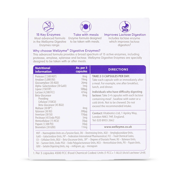 Vitabiotics Wellzyme 15 Enzyme Formula 60 Capsules image 2