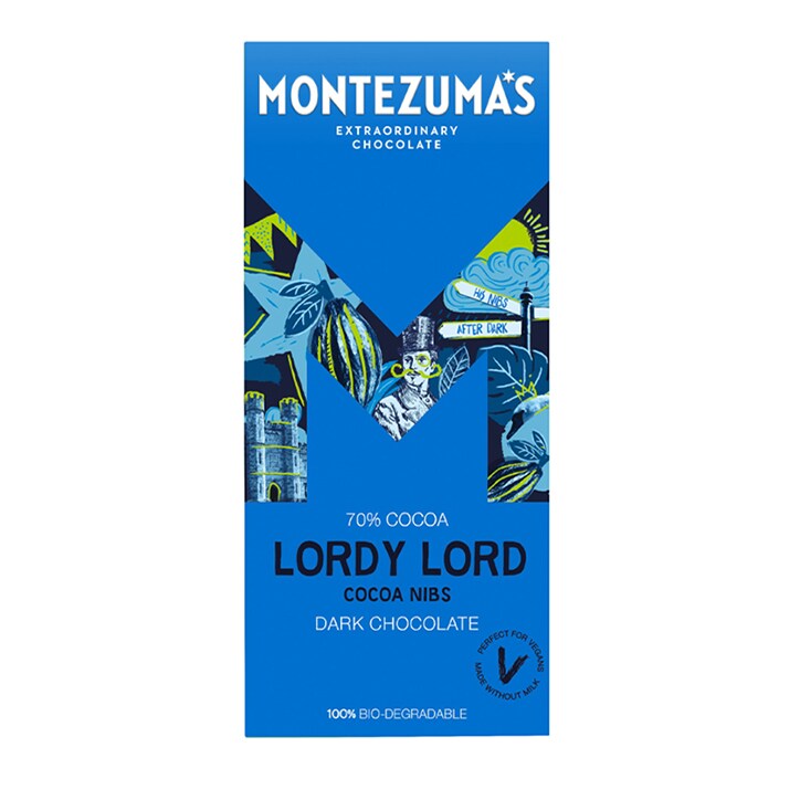 Montezuma's Lordy Lord Dark Chocolate & Cocoa Nib Bar 90g image 1