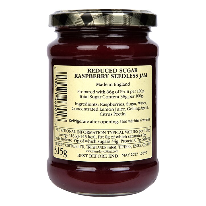 Thursday Cottage Reduced Sugar Raspberry Seedless Jam 315g image 2
