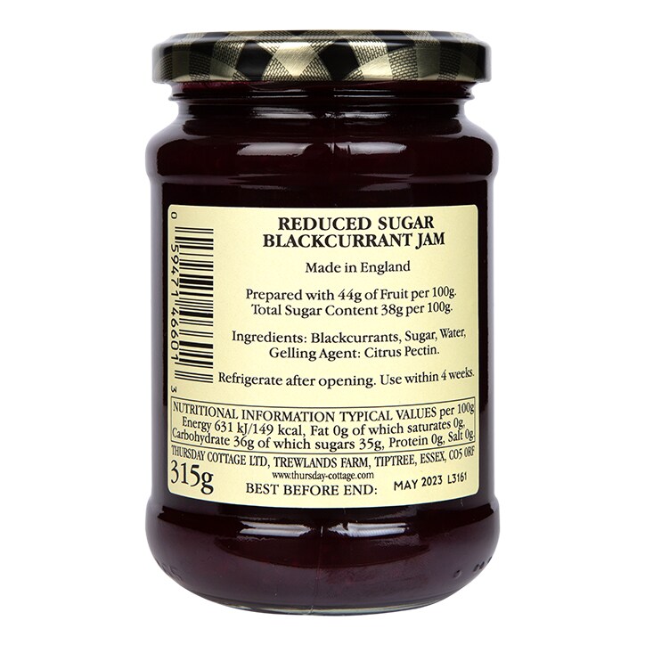 Thursday Cottage Reduced Sugar Blackcurrant Jam 315g image 2