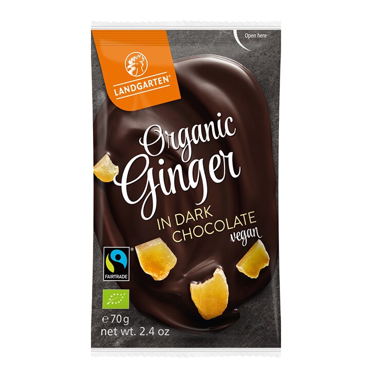 Landgarten Ginger In Dark Chocolate Vegan 70g image 1