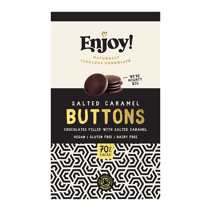 Enjoy Raw Choc Salted Caramel Filled Chocolate Buttons 96g