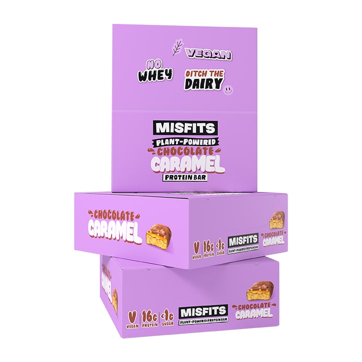 Misfits Chocolate Caramel Vegan Protein Bar 12 x 45g image 2