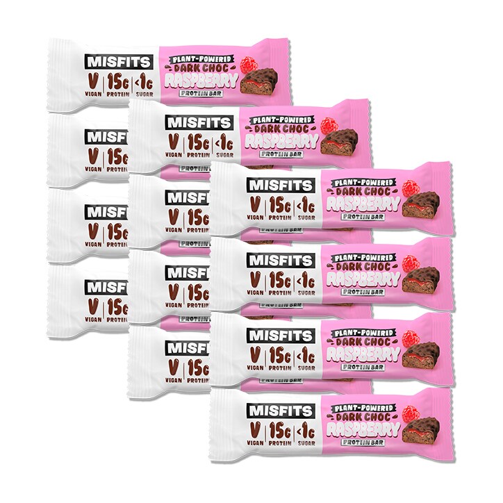 Misfits Dark Chocolate Raspberry Vegan Protein Bar 12 x 45g