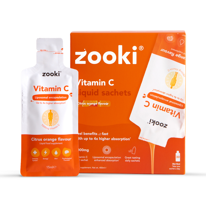 Zooki Liposomal Vitamin C 1,000mg Citrus Orange Flavour 30x15ml Liquid Sachets image 1