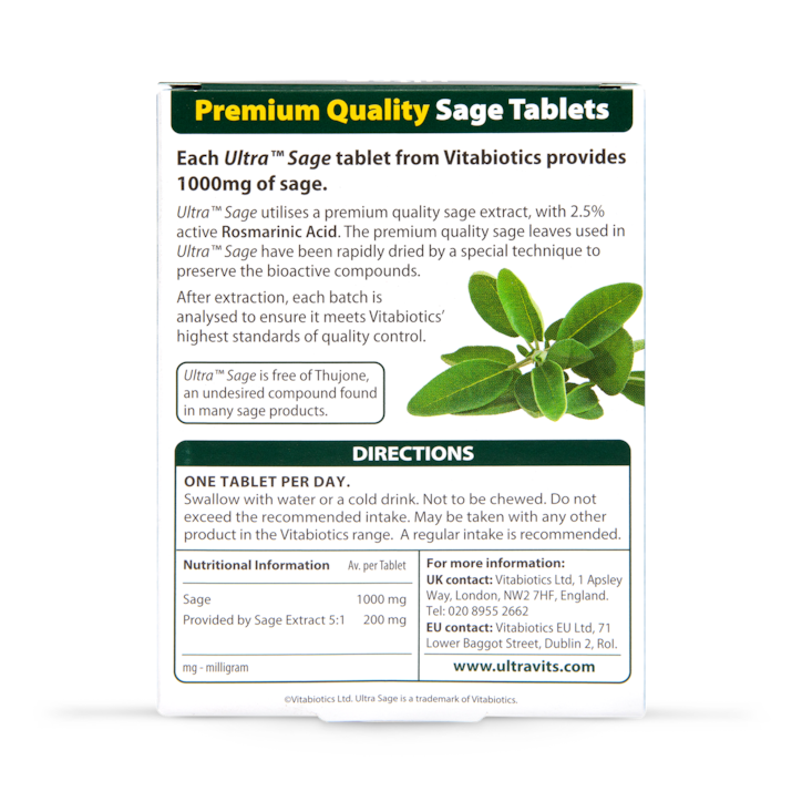 Vitabiotics Ultra Sage 1000mg 30 Tablets image 2