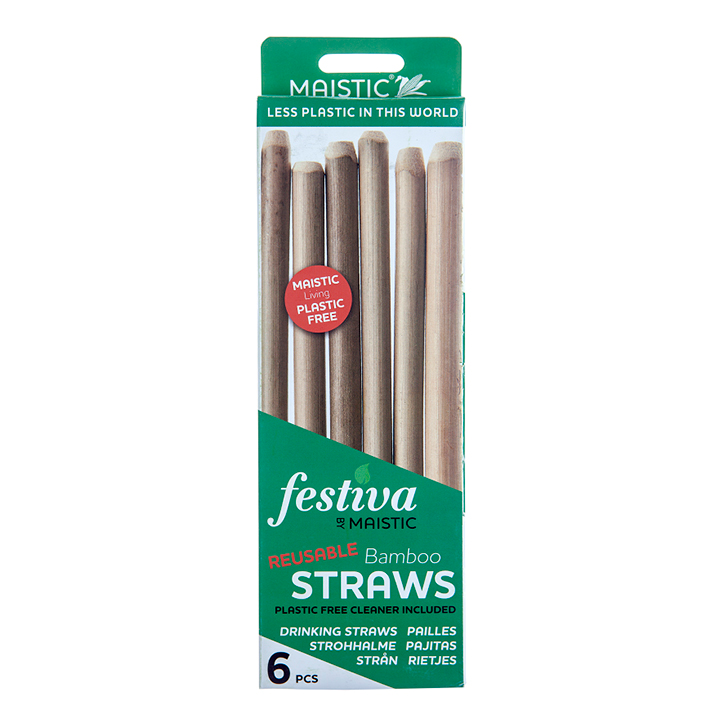 Maistic Natural Drinking Bamboo Straws 6 Pack-1