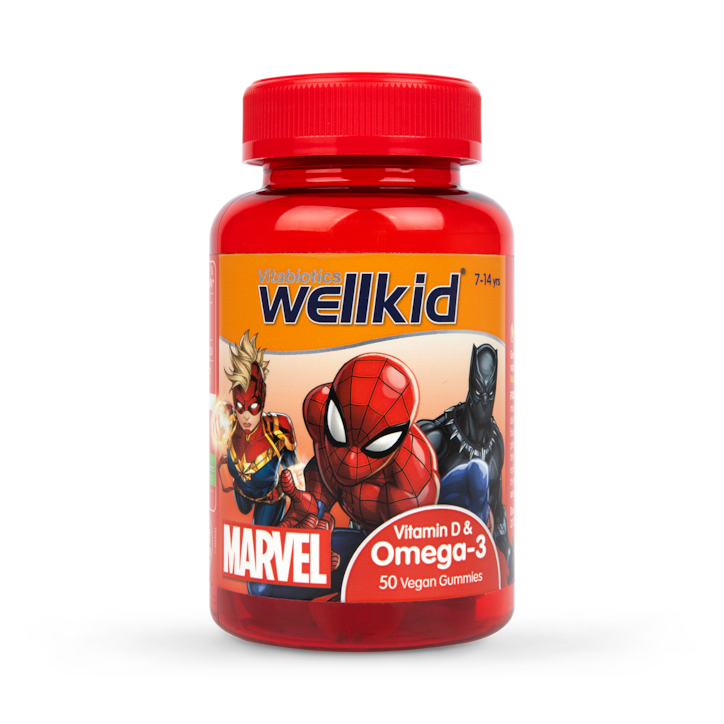 Vitabiotics Wellkid Marvel Vit D Omega 7-14 years 50 Vegan Soft Jellies image 1