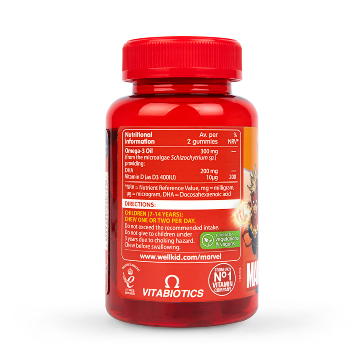 Vitabiotics Wellkid Marvel Vit D Omega 7-14 years 50 Vegan Soft Jellies image 2