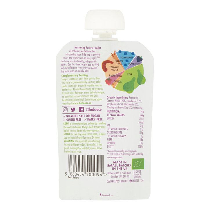 Babease Pear Mixed Berries & Coconut Water 100g image 2