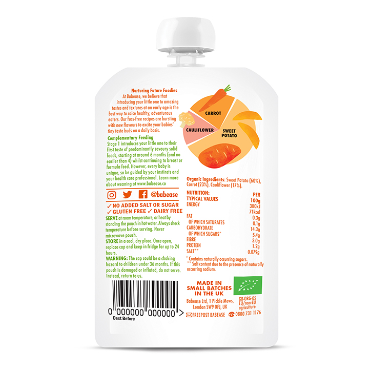 Babease Sweet Potato, Carrot & Cauliflower 100g image 2