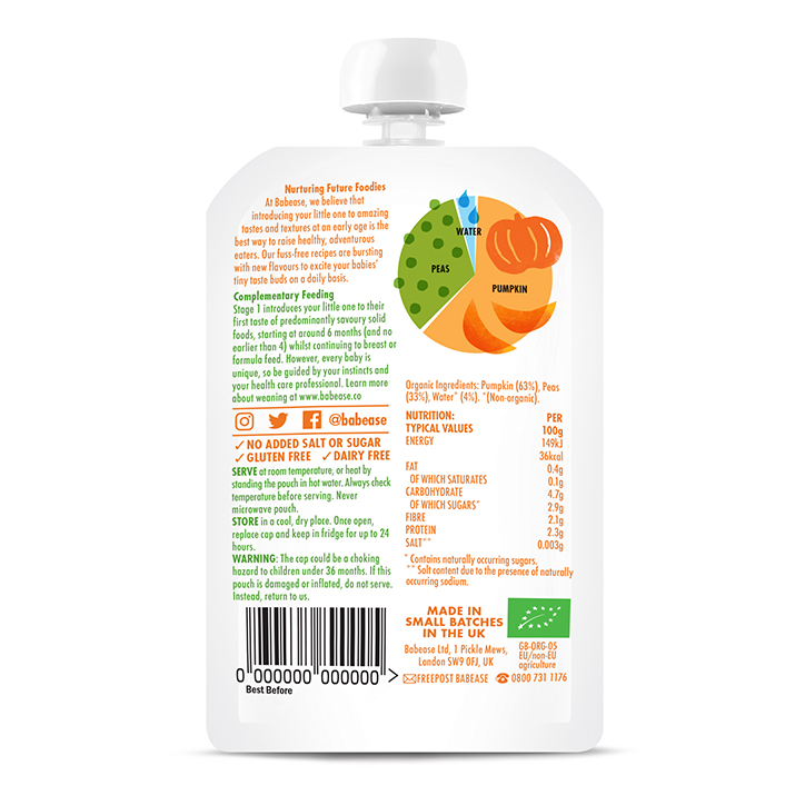 Babease Pumpkin & Peas 100g image 2