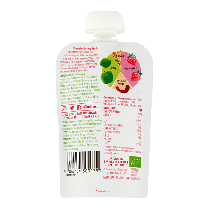 Babease Organic Strawberry, Apple & Coconut Water 4m+ 100g image 2