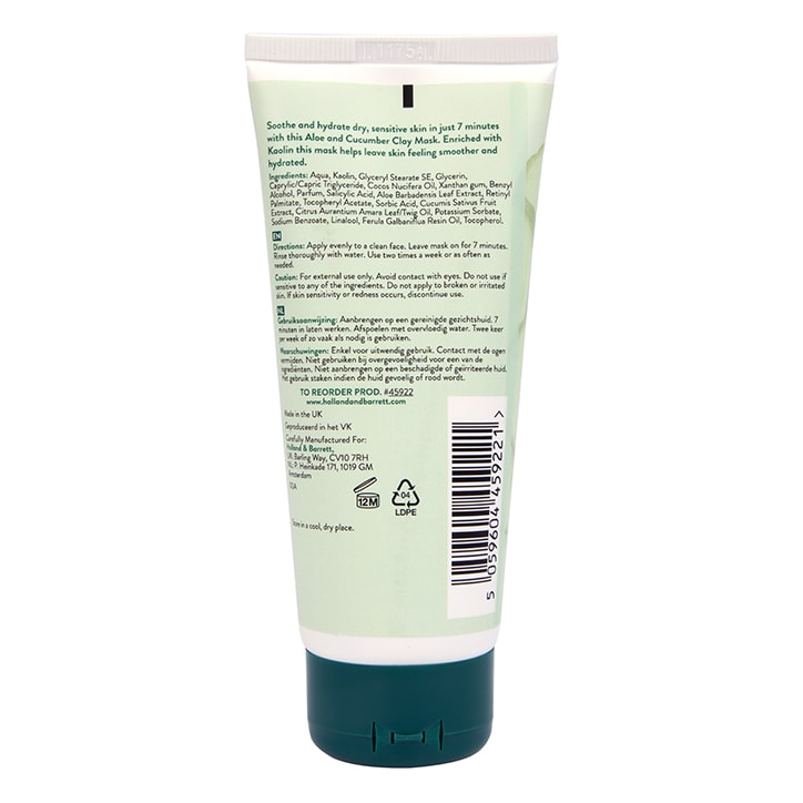 Holland & Barrett Aloe and Cucumber Clay Face Mask image 2