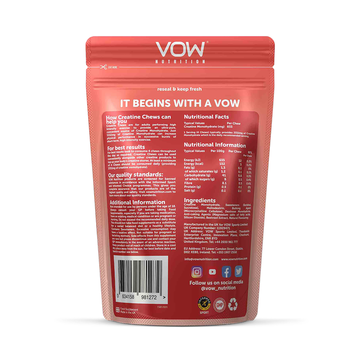 VOW Nutrition Creatine Chews Strawberry 100 Chews image 2