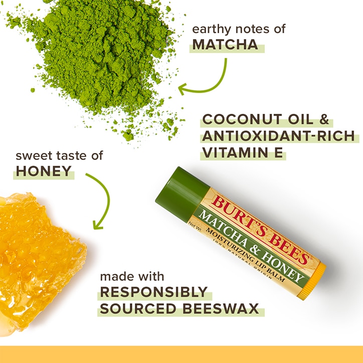 Burt's Bees Moisturising Lip Balm, Matcha & Honey with Green Tea Extract 4.25g-2
