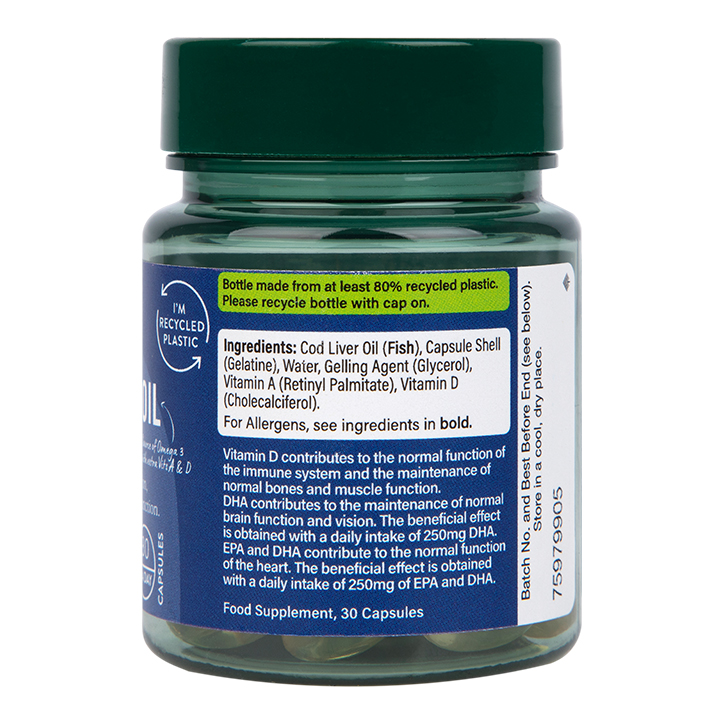 Holland & Barrett Pure Cod Liver Oil 500mg 30 Capsules image 3