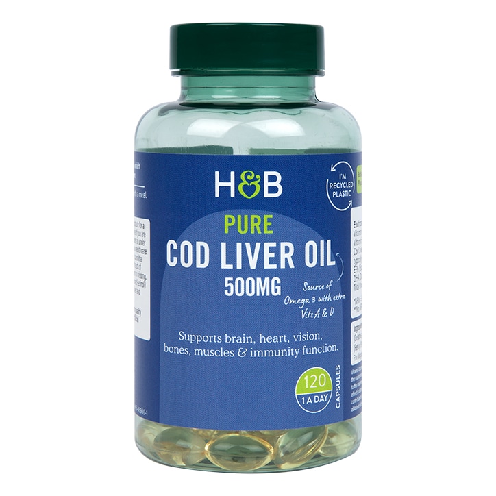 Holland & Barrett Pure Cod Liver Oil 500mg 120 Capsules-1