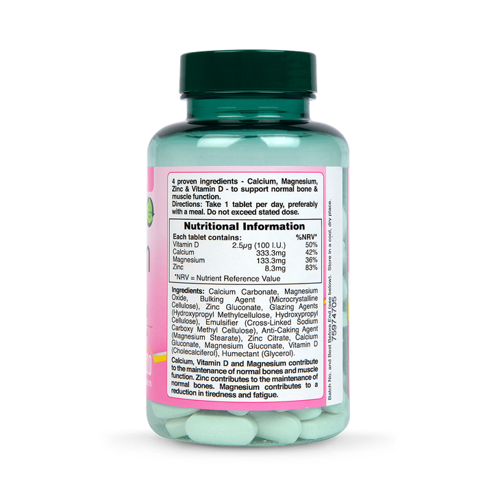 Holland & Barrett Vegan Calcium Magnesium Vitamin D & Zinc 120 Tablets image 3