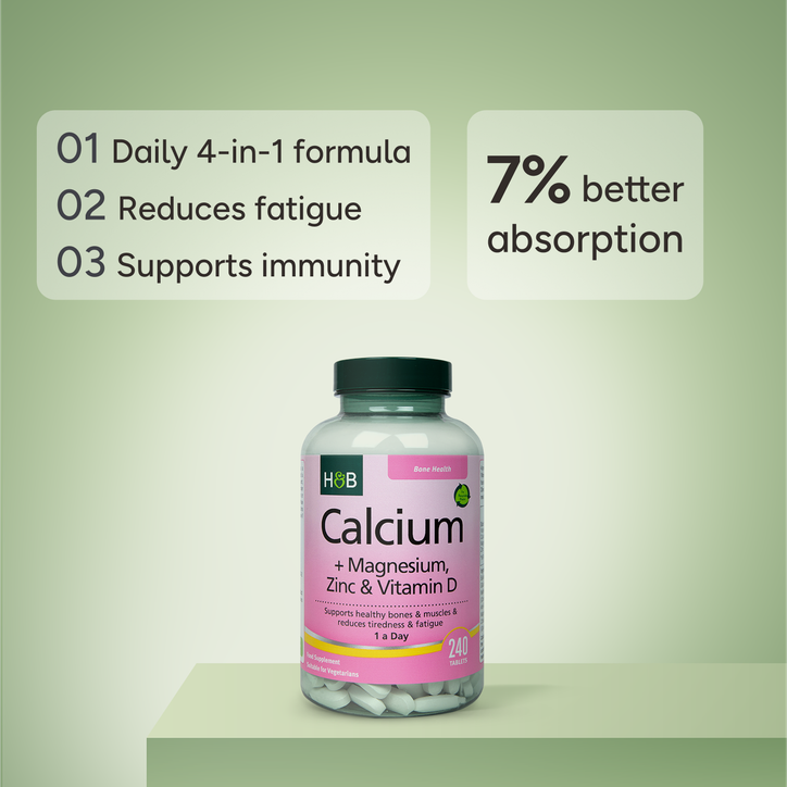 Holland & Barrett Vegan Calcium Magnesium Vitamin D & Zinc 120 Tablets image 4