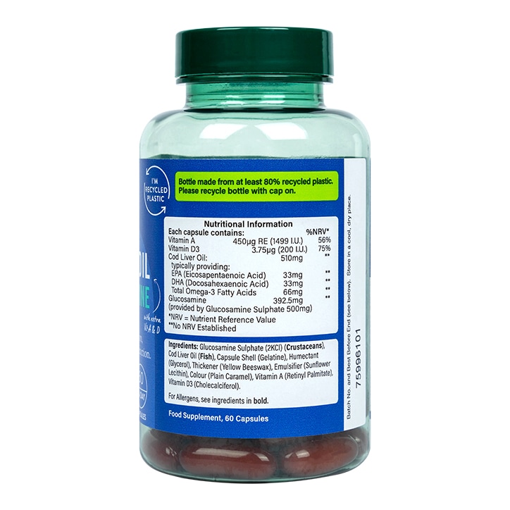 Holland & Barrett Pure Cod Liver Oil & Glucosamine 500mg 60 Capsules