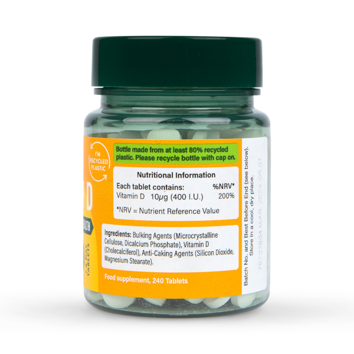 Holland & Barrett Vitamin D3 400 I.U. 10ug 240 Tablets image 3