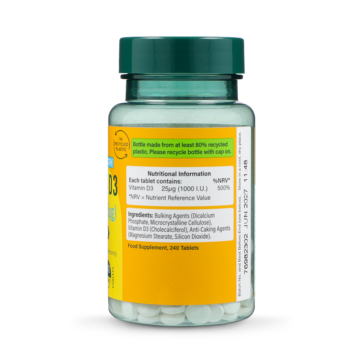 Holland & Barrett Vitamin D3 1000 I.U 25ug 240 Tablets image 2