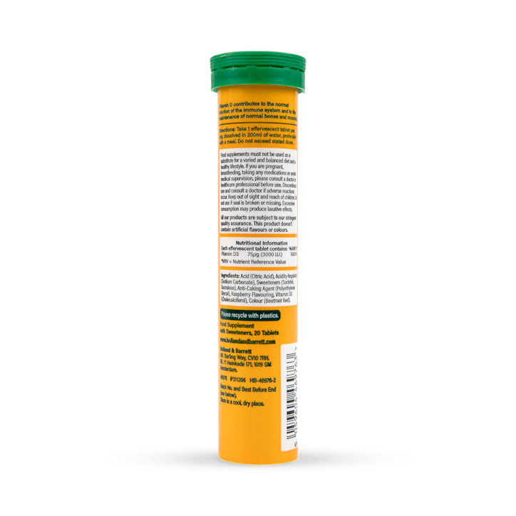 Holland & Barrett Vitamin D 3000 I.U. 75ug 20 Effervescents image 3