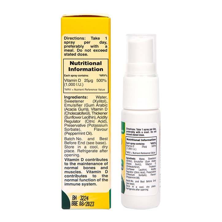 Holland & Barrett Vitamin D Spray 1000 I.U 25ug Peppermint Flavour 15ml-3