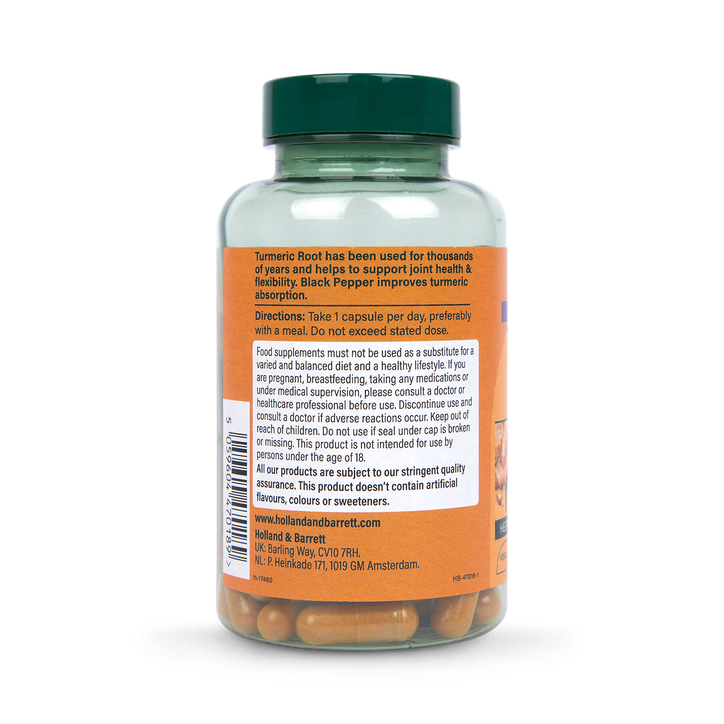 Holland & Barrett High Strength Turmeric 600mg with Black Pepper 90 Capsules image 2
