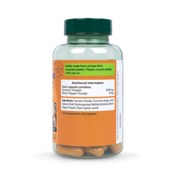 Holland & Barrett High Strength Turmeric 600mg with Black Pepper 90 Capsules image 3