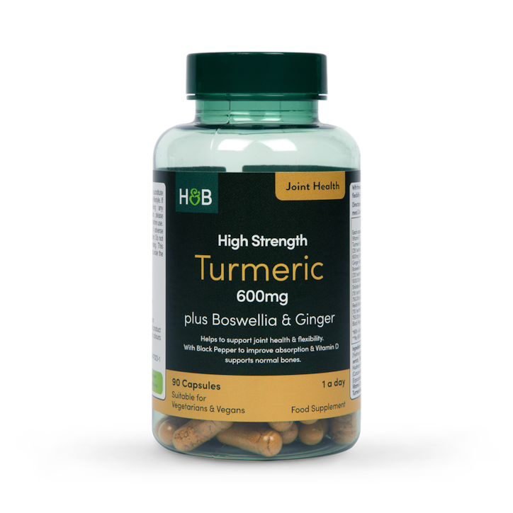 Holland & Barrett High Strength Turmeric 600mg plus Boswellia & Ginger 90 Capsules image 1