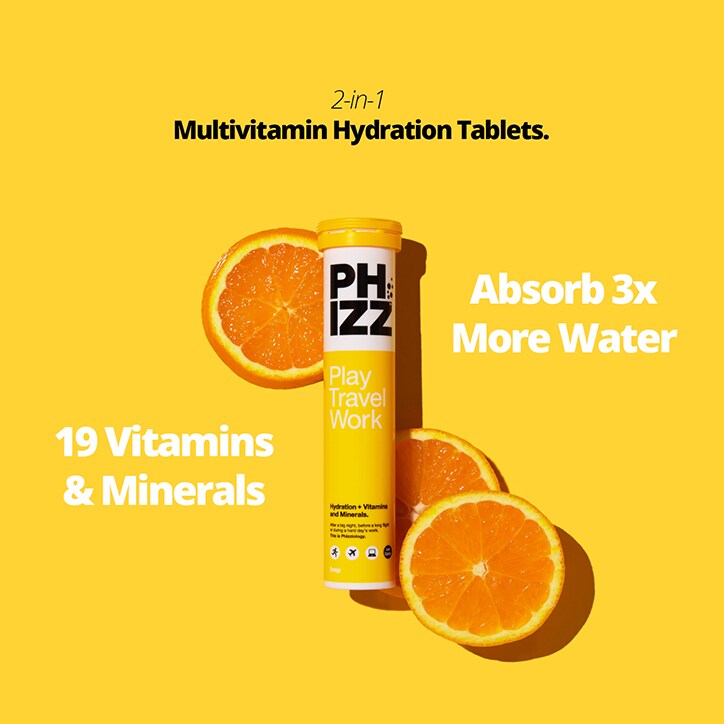 Phizz Orange Multivitamin & Hydration Effervescent 20 Tablets image 3