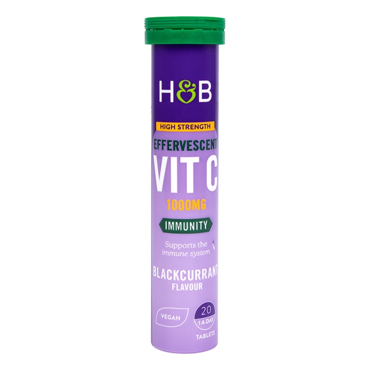 Holland & Barrett Vitamin C Blackcurrant 1000mg 20 Effervescent Tablets-1